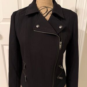 GAP Black Leather Moto Jacket Asymmetrical Zipper